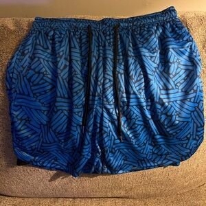 Blue Patterned Men's Swim Shorts